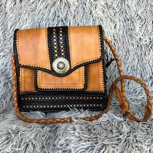Handmade Moroccan Leather Crossbody Purse Bag Braided Adjustable Strap Bohemian